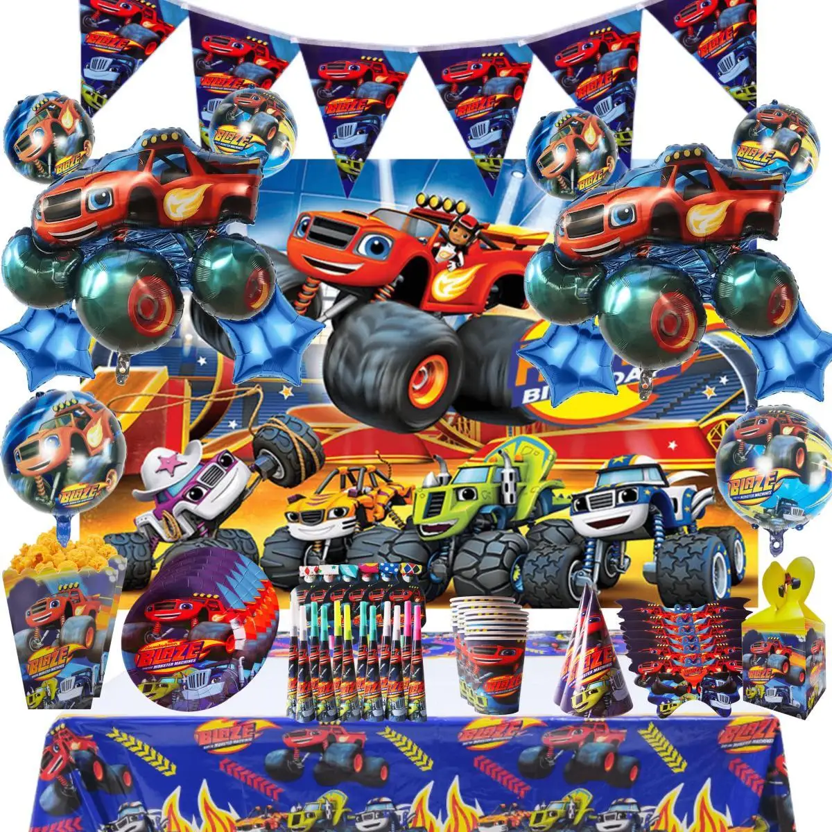 Lighting Mcqueen Birthday Decor - Cartoon Blaze And The Monster Machine