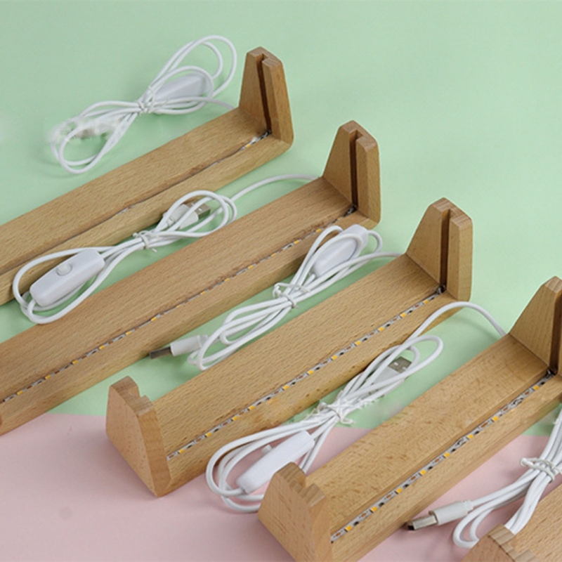 Lighting Decoration Stand - 5/6/7/8/10Inch Wooden U-Shape LED Light Base