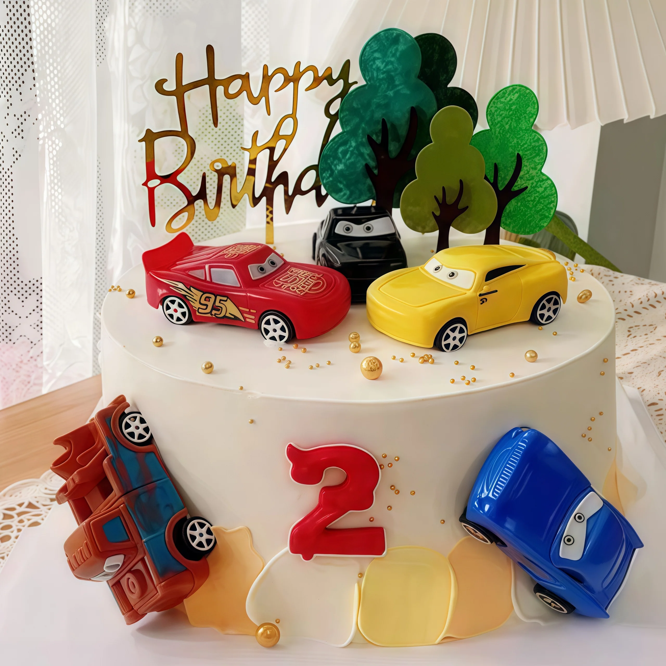 4pcs Lightning Cars Happy Birt - огляд і ціна Lighting Mcqueen Birthday Decor