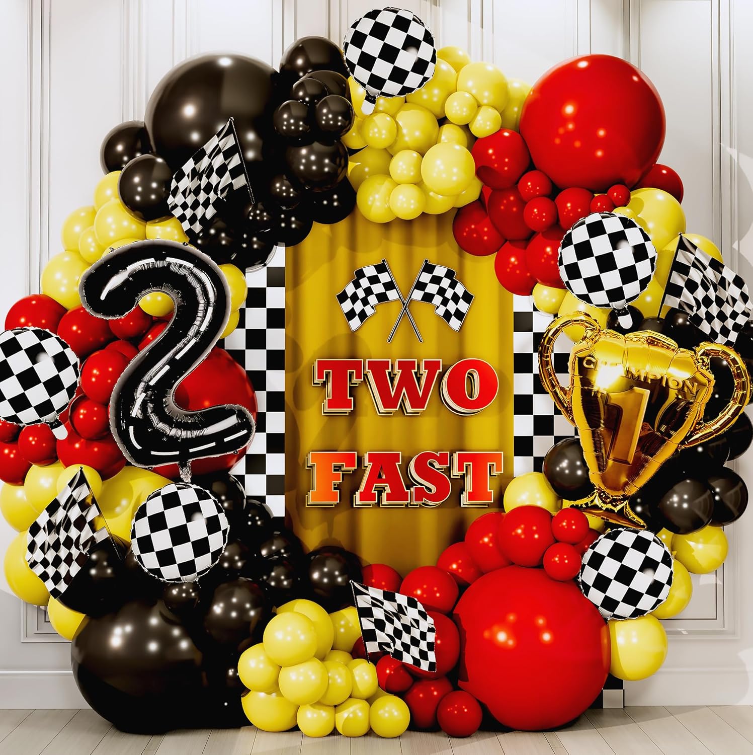 98-Piece Yellow and Black All- - огляд і ціна Lighting Mcqueen Birthday Decor