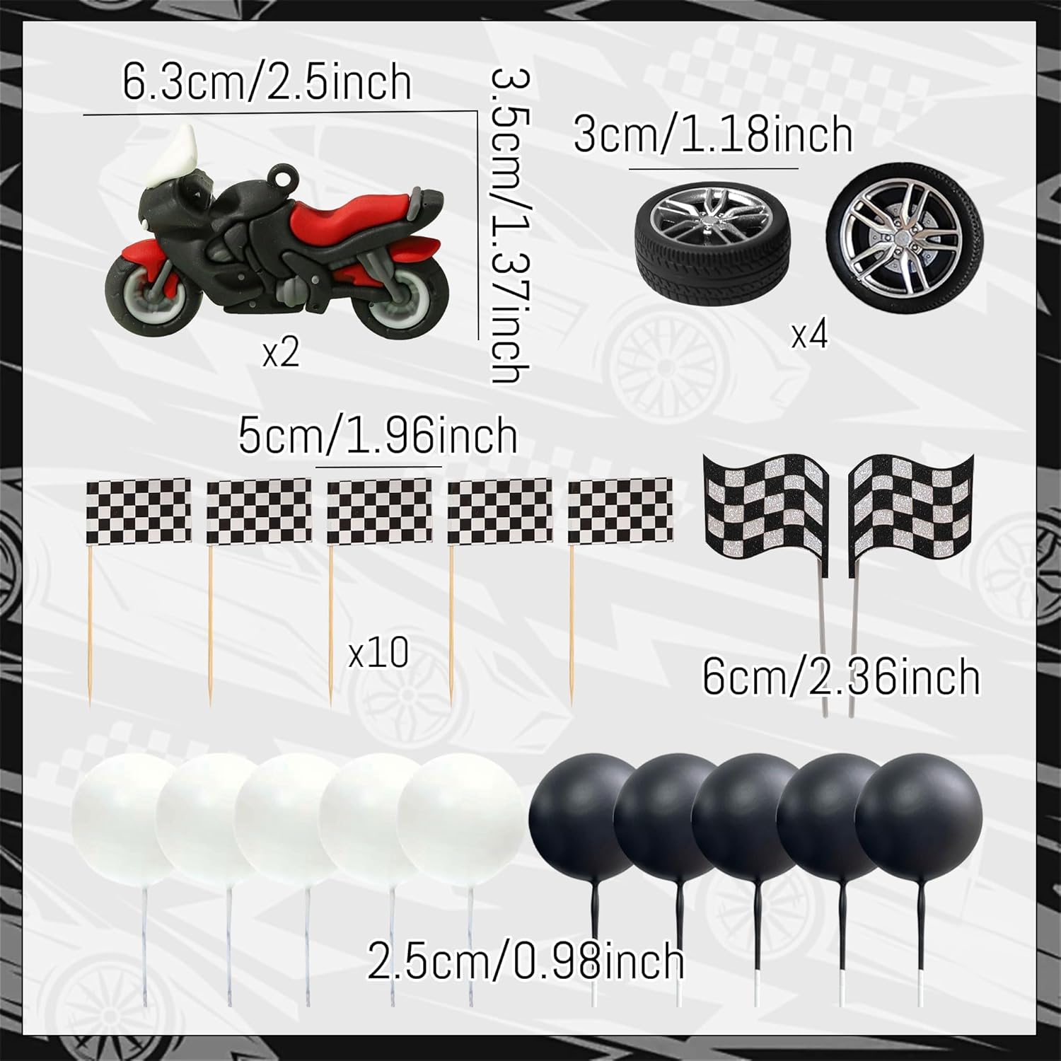 23Pcs Motorcycle Cake Topper D - огляд і ціна Lighting Mcqueen Birthday Decor