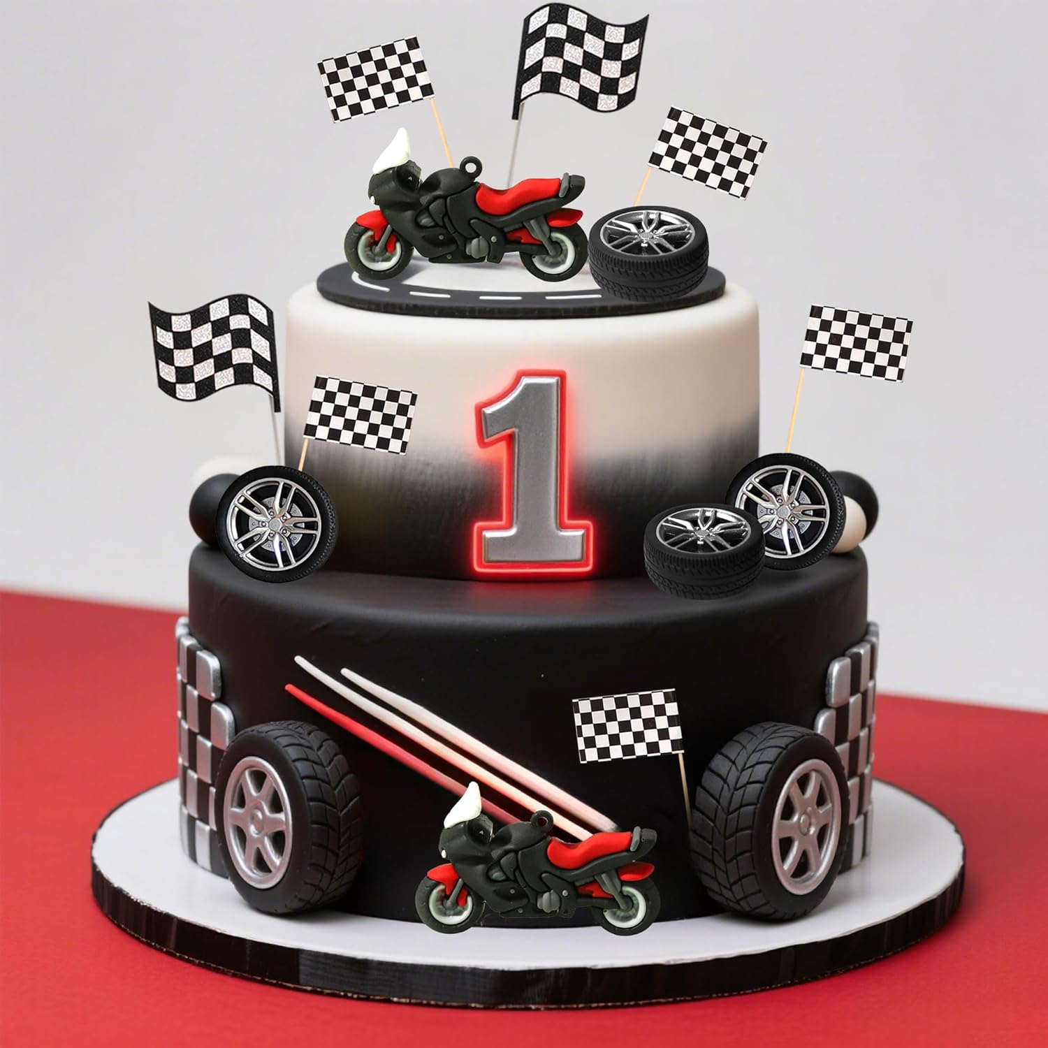 23Pcs Motorcycle Cake Topper D - огляд і ціна Lighting Mcqueen Birthday Decor