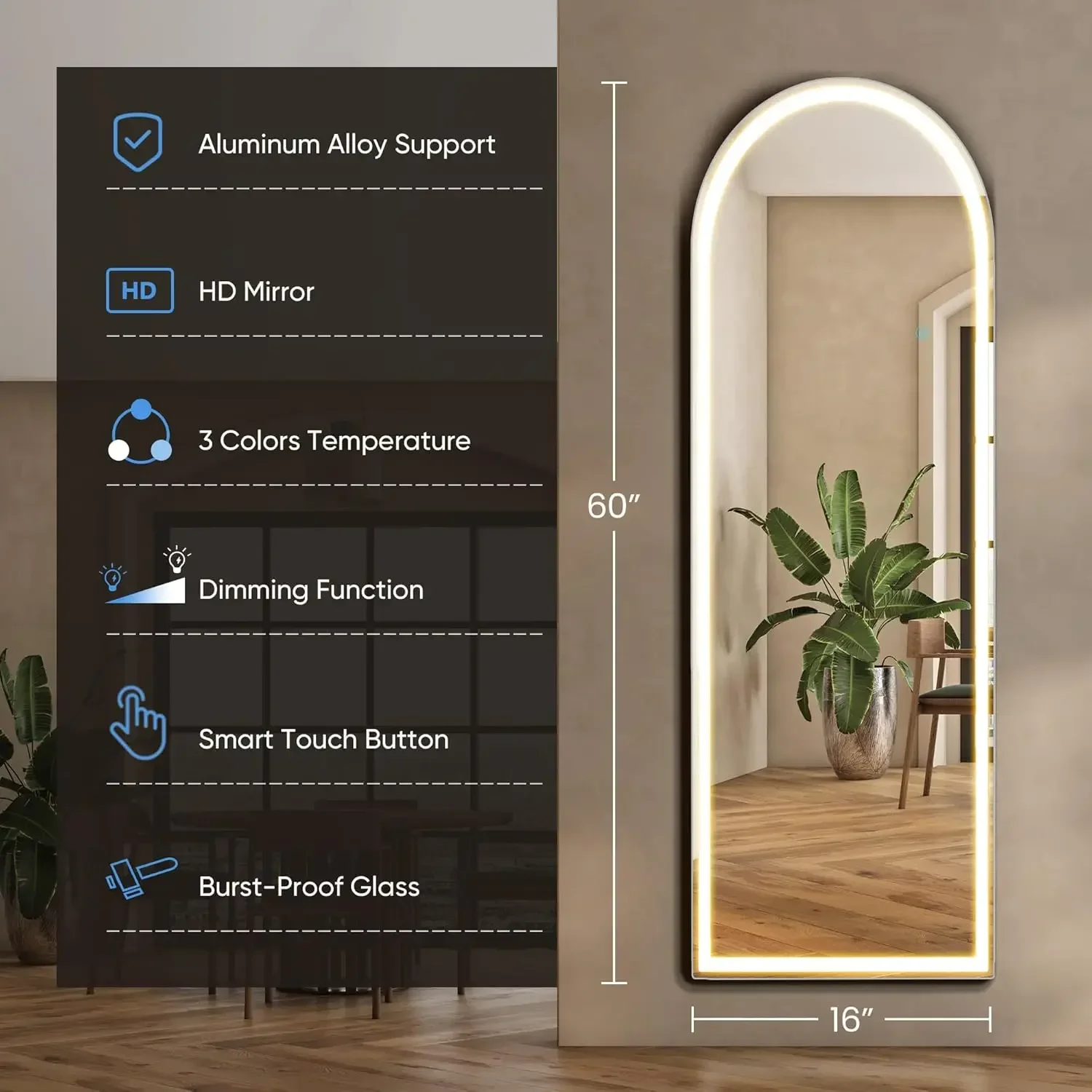 Full Body Wall Mirror with LED - огляд і ціна Lighting Decoration Stand