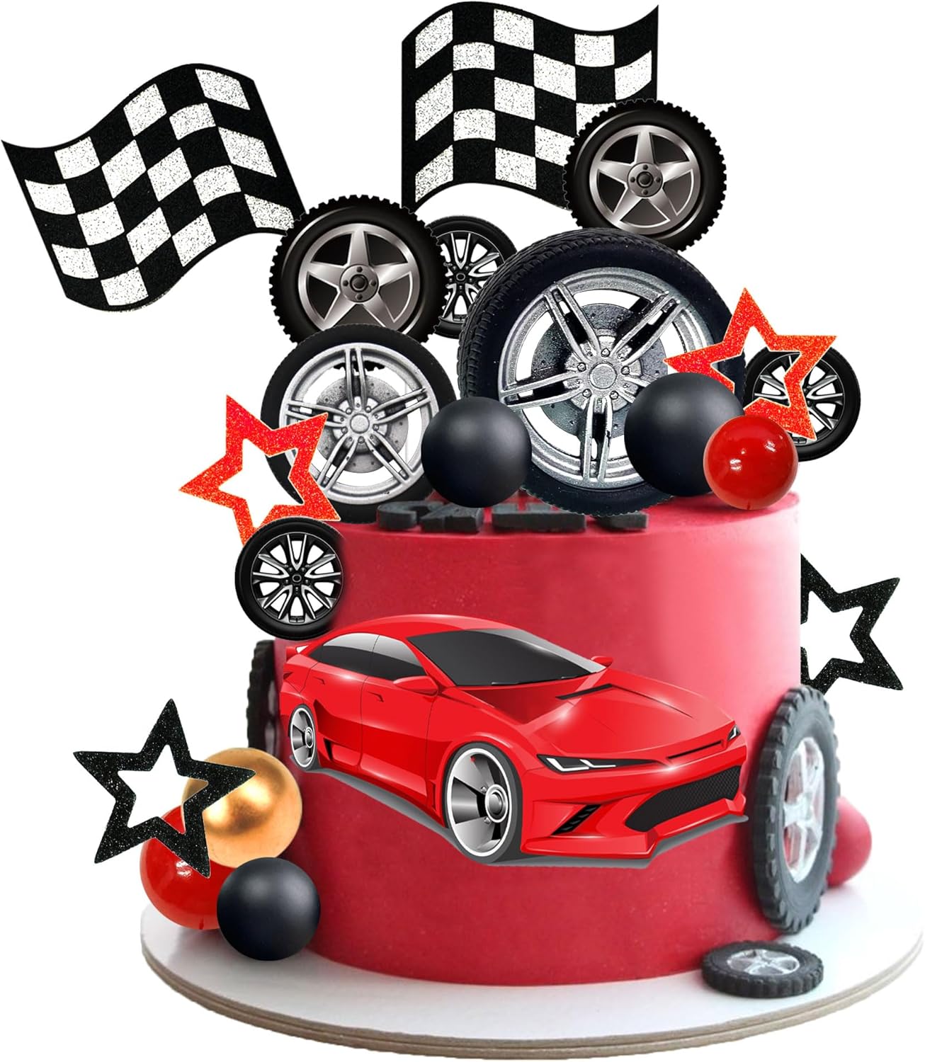 27 PCS Racing Wheel Cake Toppe - огляд і ціна Lighting Mcqueen Birthday Decor