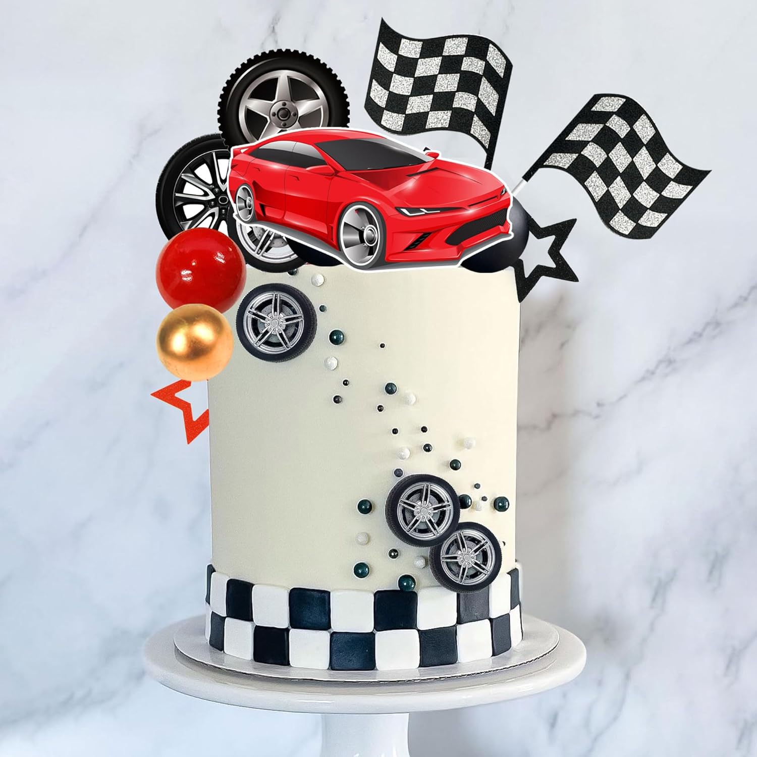 27 PCS Racing Wheel Cake Toppe - огляд і ціна Lighting Mcqueen Birthday Decor