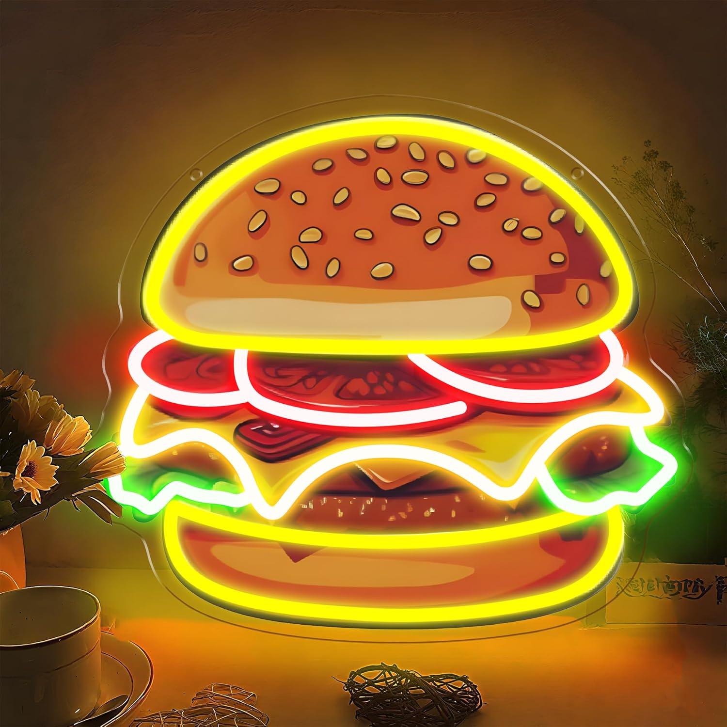 Burger Neon Sign LED Hamburger - огляд і ціна Restaurant Lighting Decoration