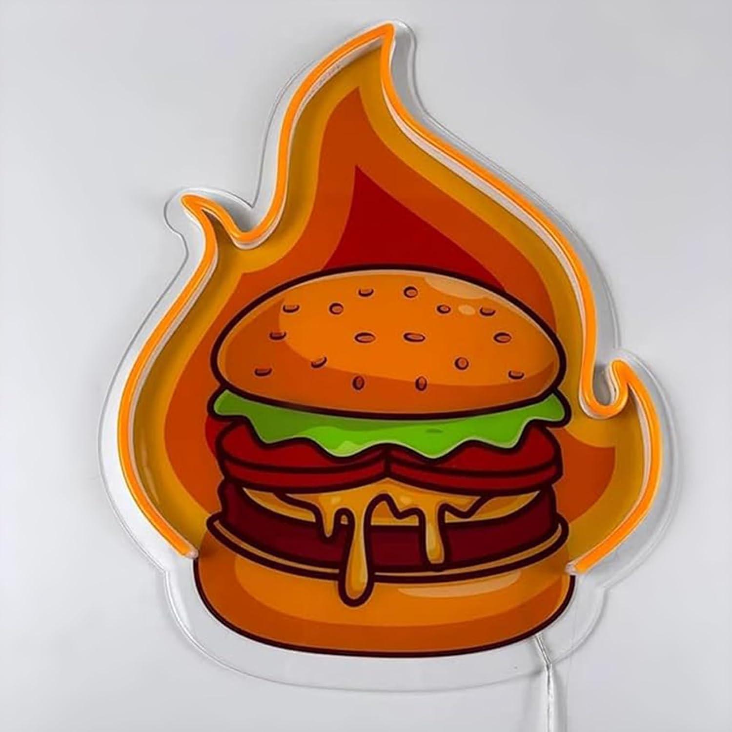 Burger Neon Sign LED Hamburger - огляд і ціна Restaurant Lighting Decoration